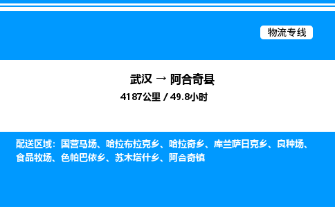 武汉到阿合奇县物流专线-武汉至阿合奇县货运公司